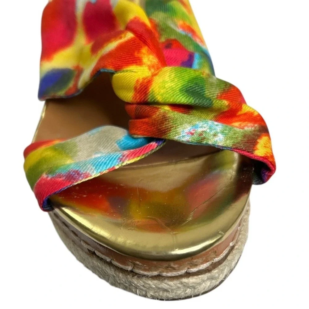 Etienne Aigner Krista Watercolor Wedge Sandals Gold 7.5
